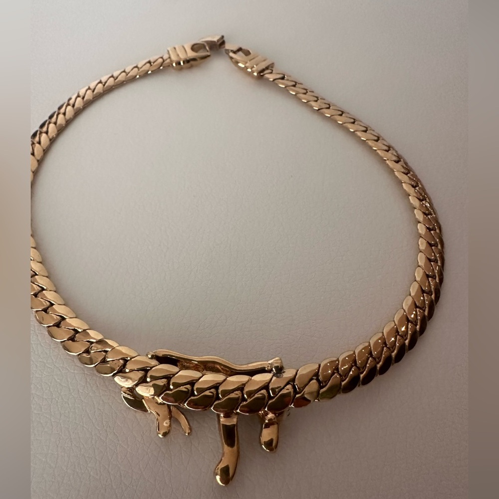Gold Vintage Carolee Windsor Leopard Crystal Collar Necklace ✨ - Picture 7 of 9
